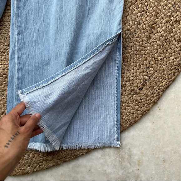 Blue Straight Pants with side slits - Picture 7 of 9